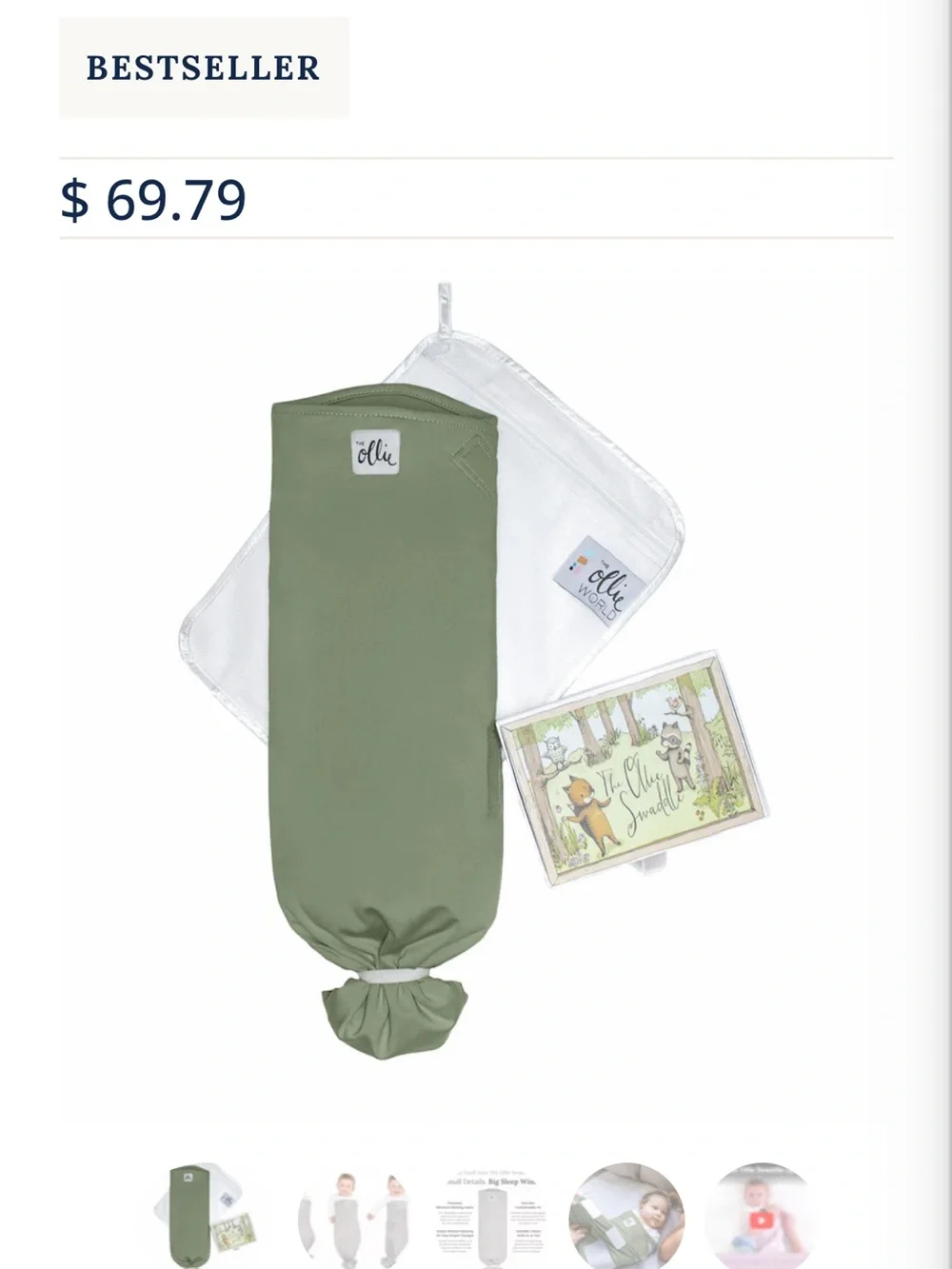 The Ollie Mint Green Baby Swaddle